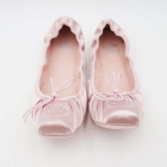 RARE NIB Hello Kitty Bernice Pink Satin Ballet Pointe Style Flat Size 9 - Picture 1 of 15